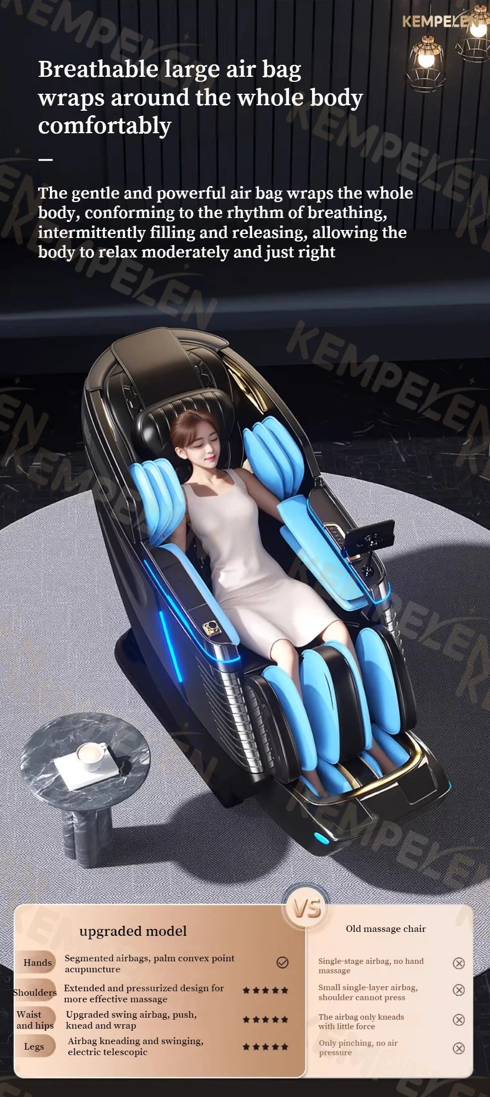 4D-Dual-Core-Massagesessel | Synchronisierte 4-Hand-Massage • Dual SL-Schiene • Ganzkörper-Airbags | Intelligenter Körperscan