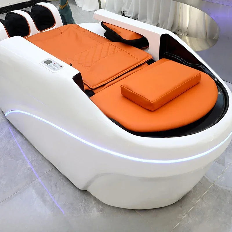 Intelligente elektrische Massage-Shampoo-Stühle Friseursalon Spülbett Kopf-Wasserkreislauf Begasung Salonmöbel Kopfteile FYS