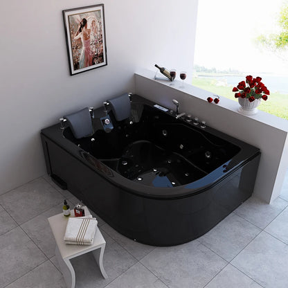 Schwarze Acryl-2-Personen-freistehende Luftstrahl-Massage-Badewanne Whirlpool Intelligente LED-Licht-Spa-Badewanne