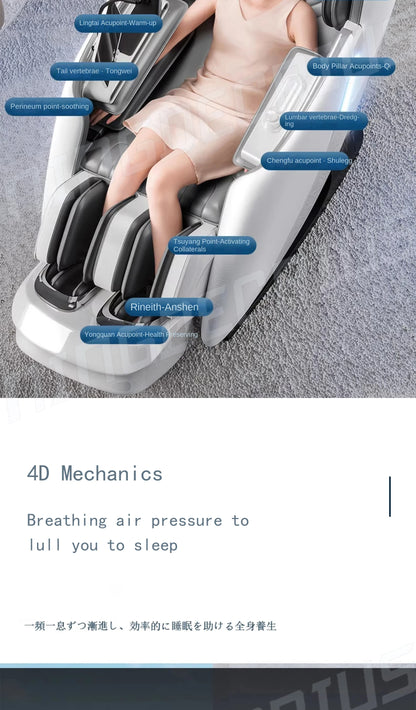 Luxury 4D SL Track 3D Zero Gravity Massage Chair Modern High End Electric Dual Core Zero Gravity Full Body  Massage Chair