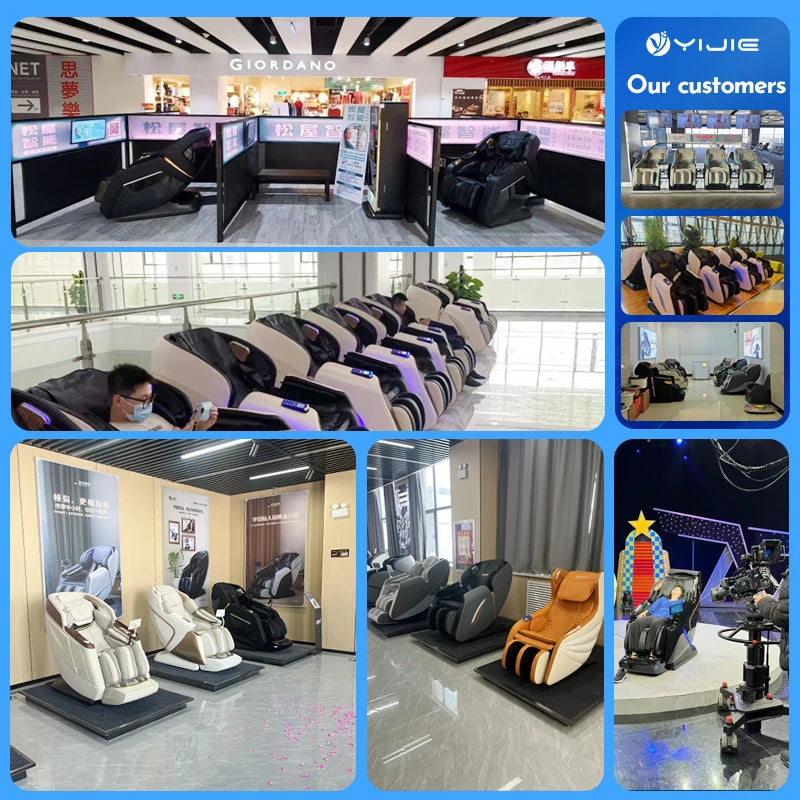 2024 Beliebtester 3D Zero-Gravity Luxus Modern Smart Luftdruck Heizung Shiatsu Leder Massagesessel mit Fußbein Bluetooth