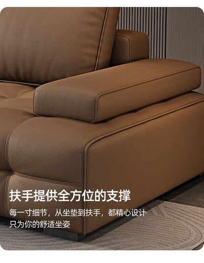 Modern Minimalistisches neues Leder Wohnzimmer Lawrence Italienisches leichtes Luxus gerades L-förmiges modulares Faules Weiches Tatami Lounge Sofa