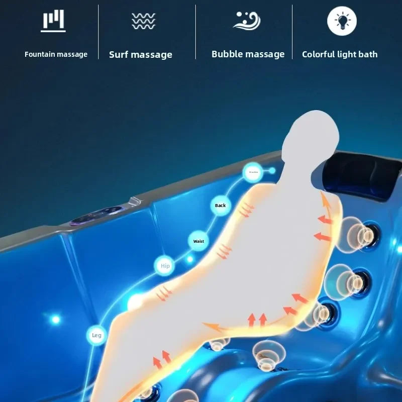 Smart Whirlpool Jacuzzi Spa-Wanne Tragbare Innen- und Außen-Badewanne mit Surfmassage Außen-Massagebadewanne Luft-Wasserdüse Möbel