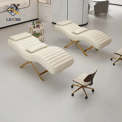 Moderne goldene Basis, Massagetisch für Schönheit Wohnzimmer, Wimpern Wimpernverlängerung, Komplettes Set an Möbeln