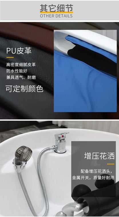 ss D Automatic Intelligent Electric Massage Shampoo Bed Barber Shop Ceramic Basin Flush Bed Hair Salon