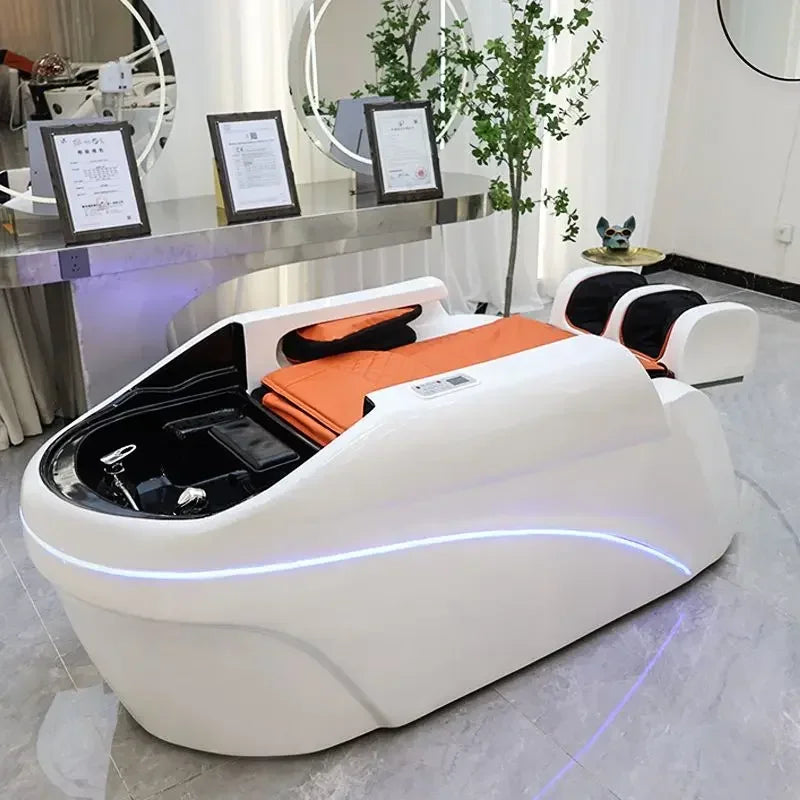 Intelligente elektrische Massage-Shampoo-Stühle Friseursalon Spülbett Kopf-Wasserkreislauf Begasung Salonmöbel Kopfteile FYS