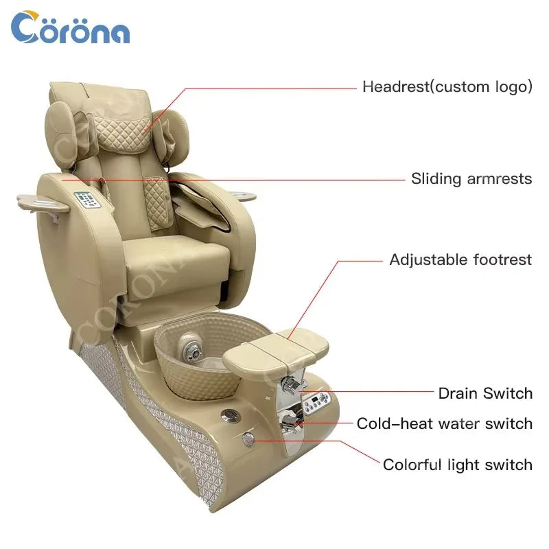 Professional No Plumbing Luxury Foot Spa Pedicure Chair With Massage