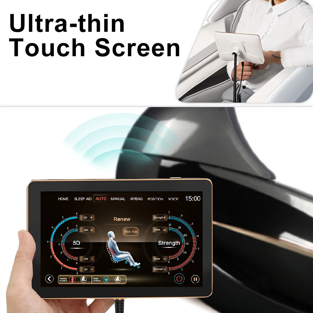 OSKOR 4D Zero Gravity Massagesessel Ganzkörperkabine mit Schlafhaube – Shiatsu Massagesessel mit Wärme, Körperscan, SL-Schiene