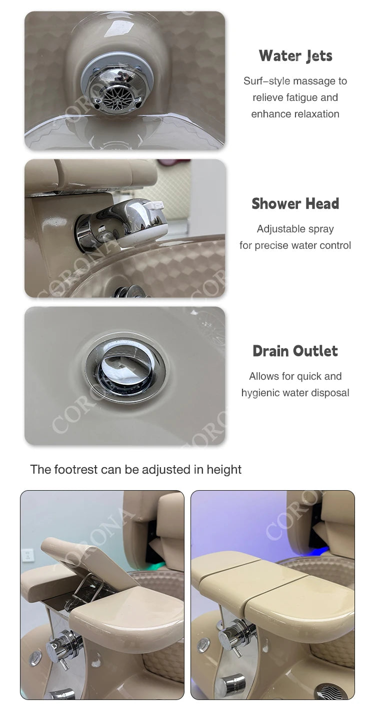 Professional No Plumbing Luxury Foot Spa Pedicure Chair With Massage