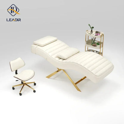Moderne goldene Basis, Massagetisch für Schönheit Wohnzimmer, Wimpern Wimpernverlängerung, Komplettes Set an Möbeln
