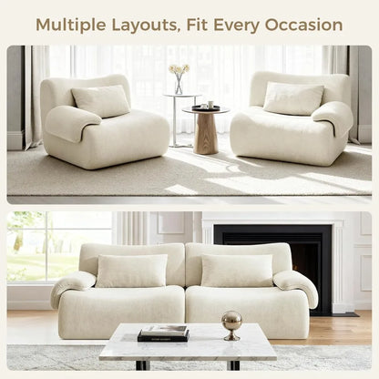 79" knochenloses Cloud Sofa, modulares Ecksofa mit Wurfkissen, tiefes Ecksofa 2-Sitzer für Wohnzimmer