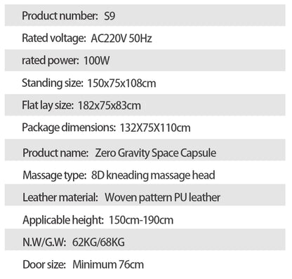 4D Ganzkörper-Massagesessel Zero Gravity Shiatsu-Massagesessel Bluetooth-Lautsprecher, Airbags, Heizung und Fußmassage