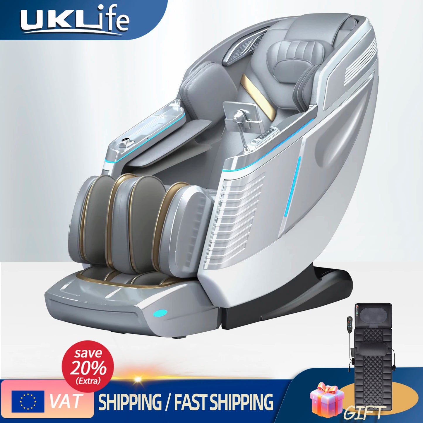 Neuer Dual Core Massagesessel 2025 Fortschrittlicher 4D Zero Gravity Body Scan Ganzkörper-Airbag Shiatsu Rücken- und Fußrollen-Liegesessel für Zuhause