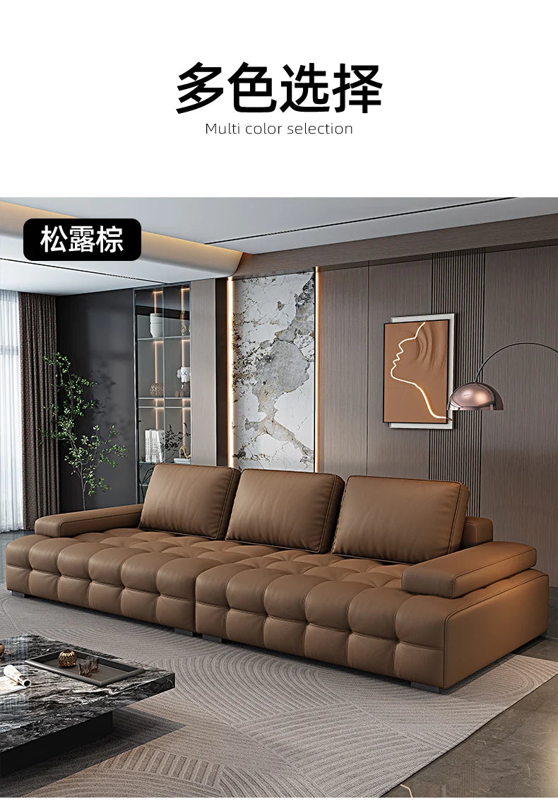 Modern Minimalistisches neues Leder Wohnzimmer Lawrence Italienisches leichtes Luxus gerades L-förmiges modulares Faules Weiches Tatami Lounge Sofa