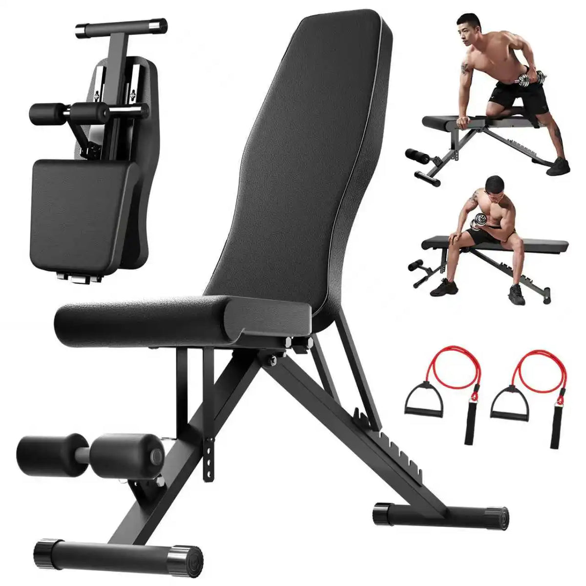 Adjustable Workout Weight Bench Foldable Dumbbell Bench Strength Training 1000lbs Full Body Exercise Extended Back for Home Gym