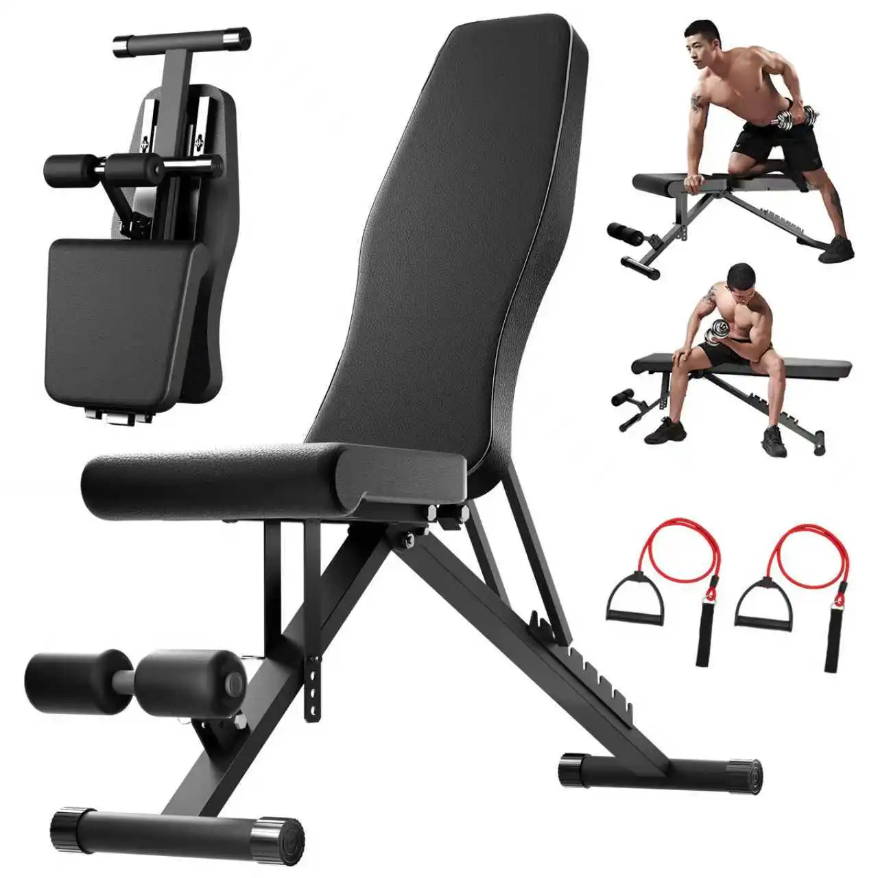 Adjustable Workout Weight Bench Foldable Dumbbell Bench Strength Training 1000lbs Full Body Exercise Extended Back for Home Gym
