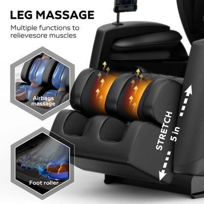 Massagesessel mit Zero-Gravity-Funktion und Ganzkörper-Luftdruckmassage, Fußentspannung und Bluetooth-Audioverbindungsfunktion