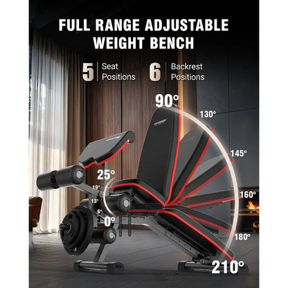 HARISON Adjustable Weight Bench with Leg Extension and Preacher Pad for Home Gym Strength Training: MultiPosition Flat Incline