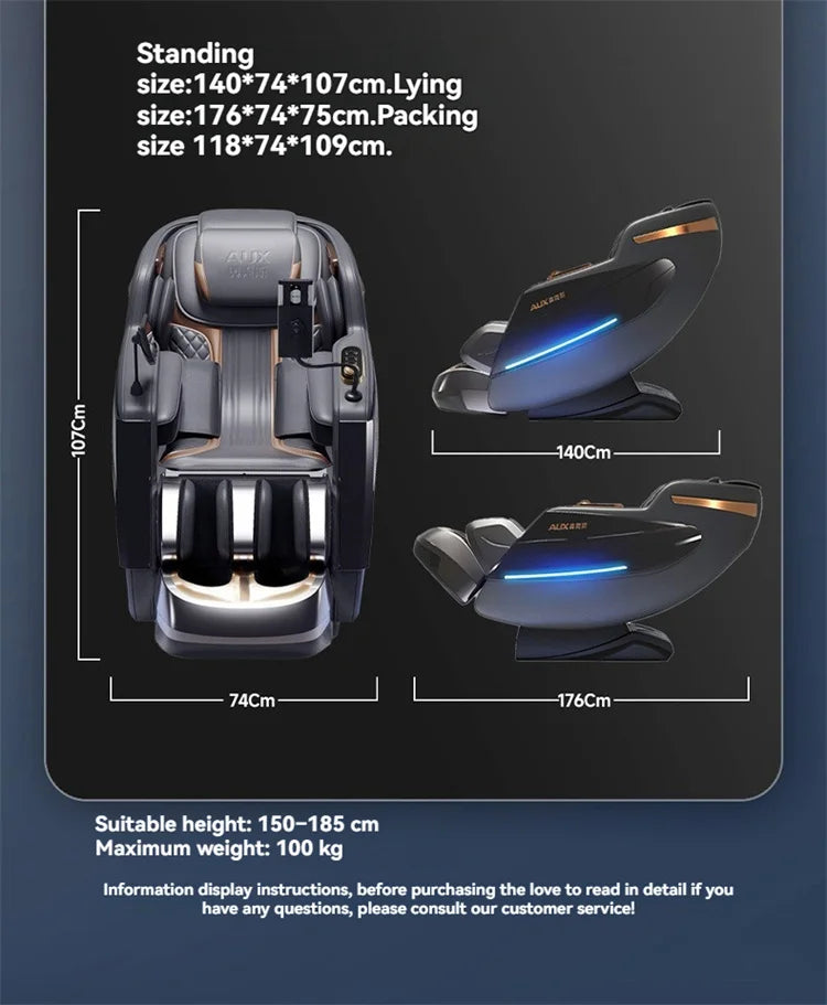 Dual-Core 6D+6D Massagesessel Ganzkörper-Schwerelosigkeits-Massagesessel mit Heizung Tiefenentspannungs-Massagesessel