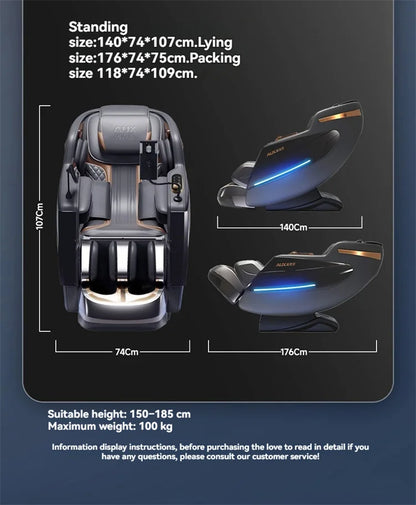 Dual-Core 6D+6D Massagesessel Ganzkörper-Schwerelosigkeits-Massagesessel mit Heizung Tiefenentspannungs-Massagesessel
