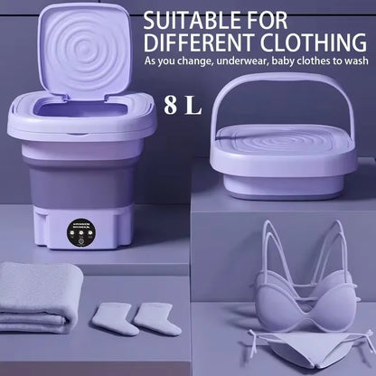 Mini faltbare Waschmaschine Tragbar für Babys und Kinder, Socken, Unterwäsche 8L, kleine automatische Modi, Wäschesack