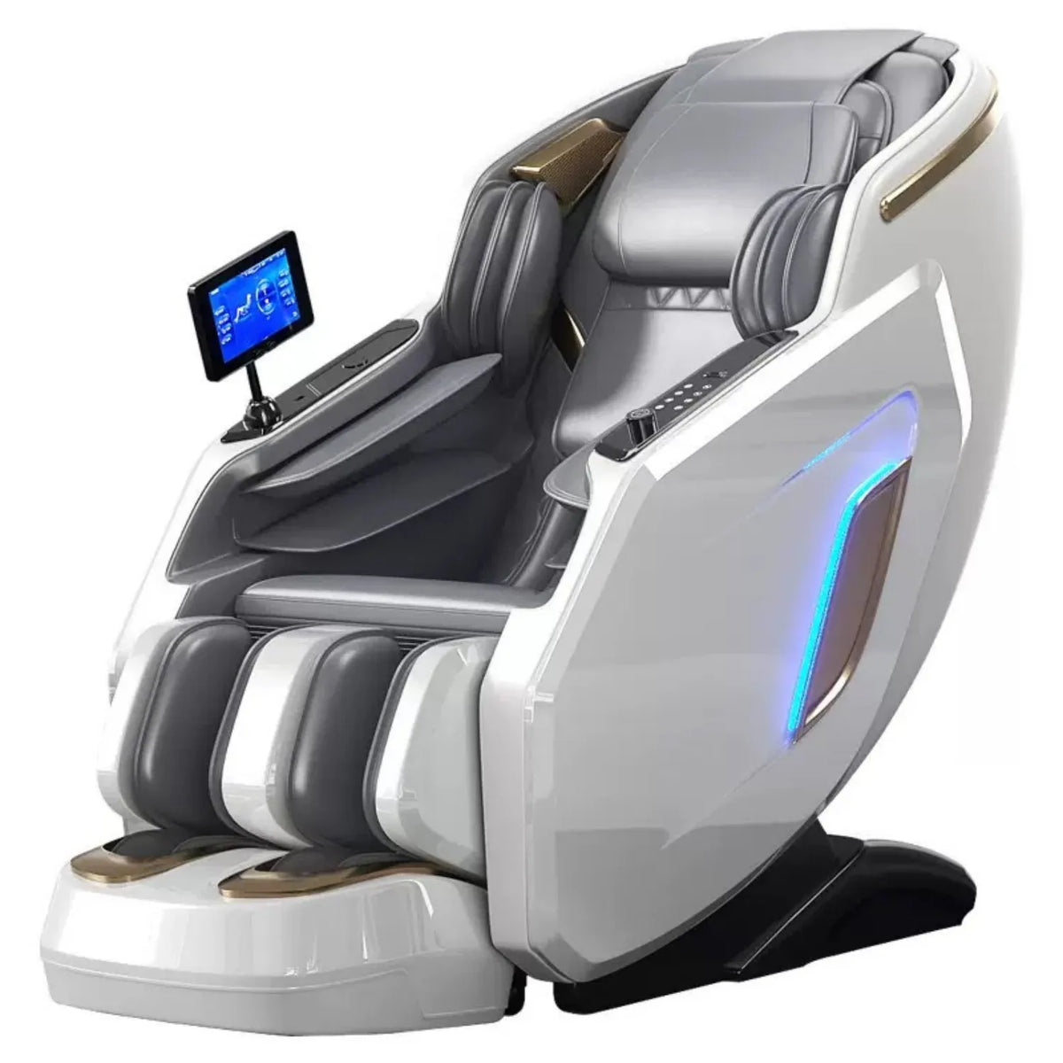 Ergonomischer Zero-Gravity-Massagesessel, Shiatsu-Technologie, Ganzkörper-Airbags, Fußrollen, Wadenkneten, Bluetooth, Wohnkomfort