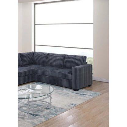 Elegantes 4-teiliges Sektionssofa Dunkelgrau Einarmiges Loveseat Eckkeil Armloser Stuhl Cordbezogen L-förmige Plüschcouch