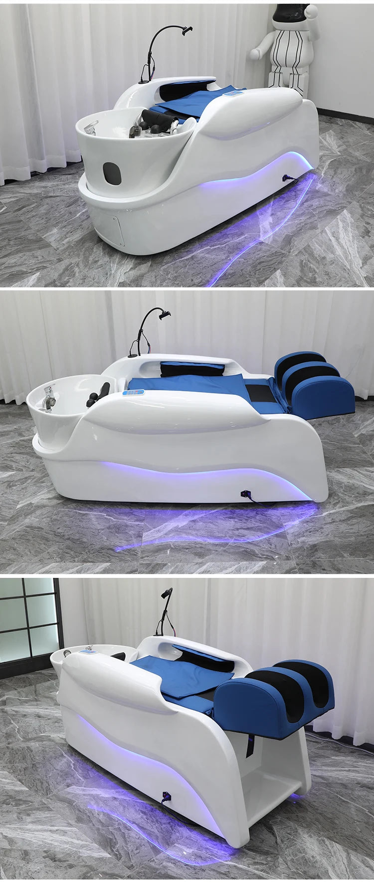ss D Automatic Intelligent Electric Massage Shampoo Bed Barber Shop Ceramic Basin Flush Bed Hair Salon