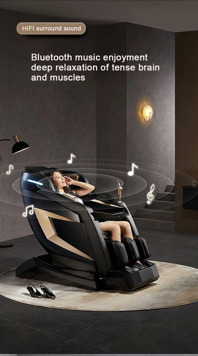 2025 4D-Massagesessel Ganzkörper-Massagesessel mit Schwerelosigkeit, verlängerter Fußstütze, SL-Schiene, Yoga-Stretch, Fußrollen und Heizung