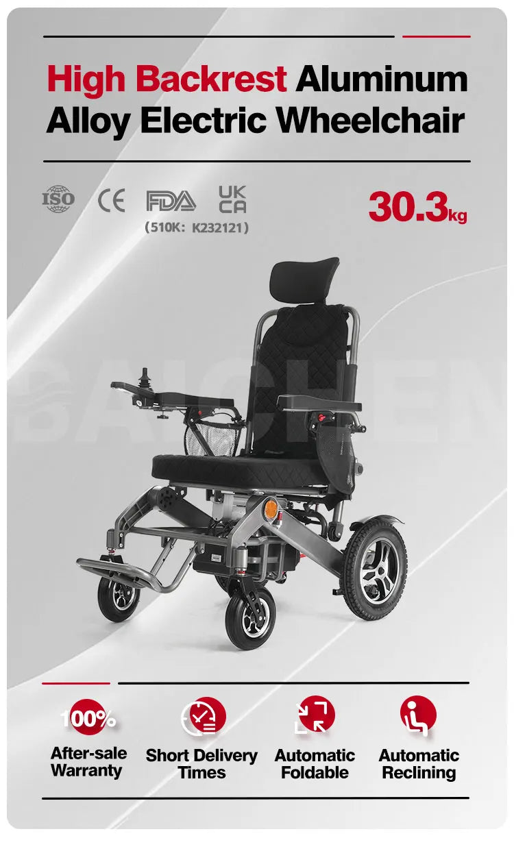 2026 Automatic Remote Control Foldable Wheel Chair Portable Aluminum Alloy Disabled Reclining Electric Wheelchair