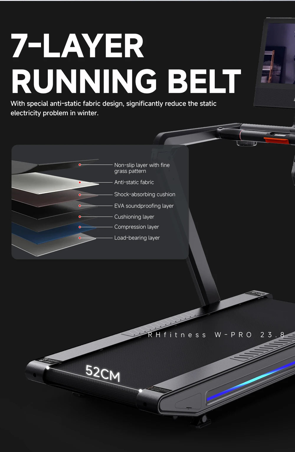 RH Home Fitness Adjustable Silent Foldable & Multifunction Treadmill Indoor Treadmill for Gym