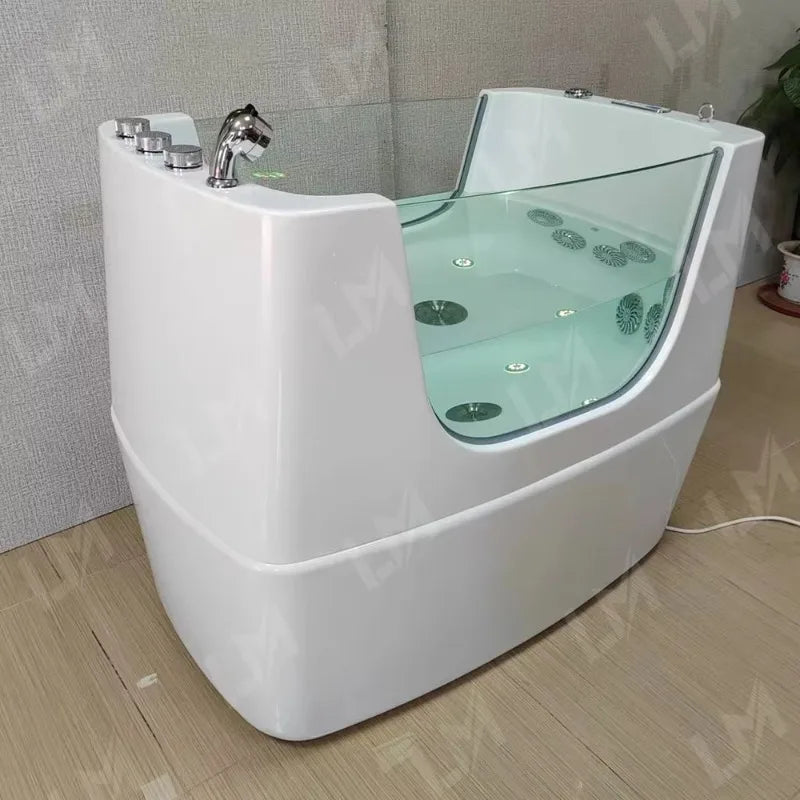 Modern Freestanding Ozone Massage Spa Bathtub with Shower Head for Pet Grooming & Cleansing Bath Whirlpool for Bathroom