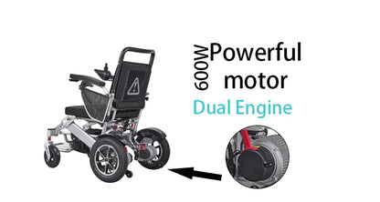 600W Double Motor Folding Wheelchair 13Ah Lithium Battery Wheelchair Electric