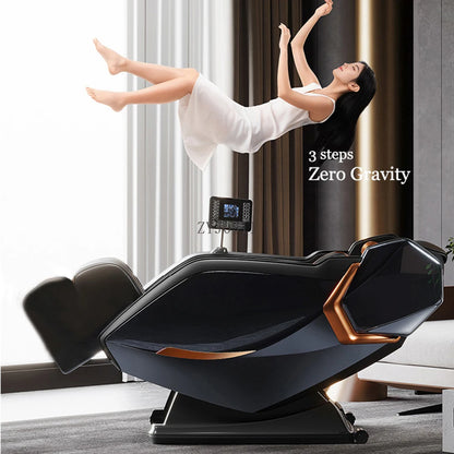 Gravity Shiatsu Massage Chair L-Track Recliner with Airbag Speaker LCD Screen Remote Control Voice Control Back/Leg Heat