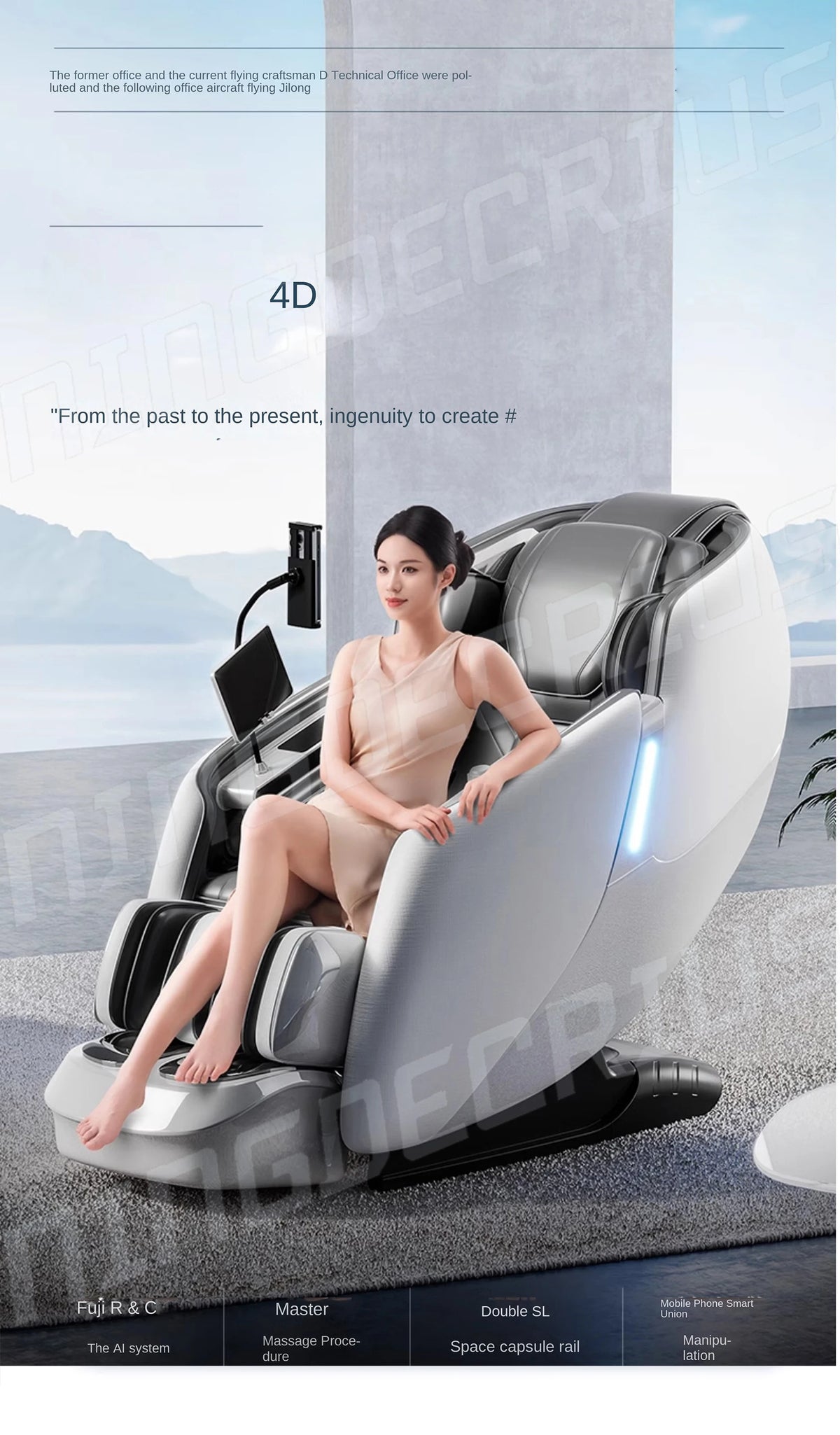 Luxury 4D SL Track 3D Zero Gravity Massage Chair Modern High End Electric Dual Core Zero Gravity Full Body  Massage Chair