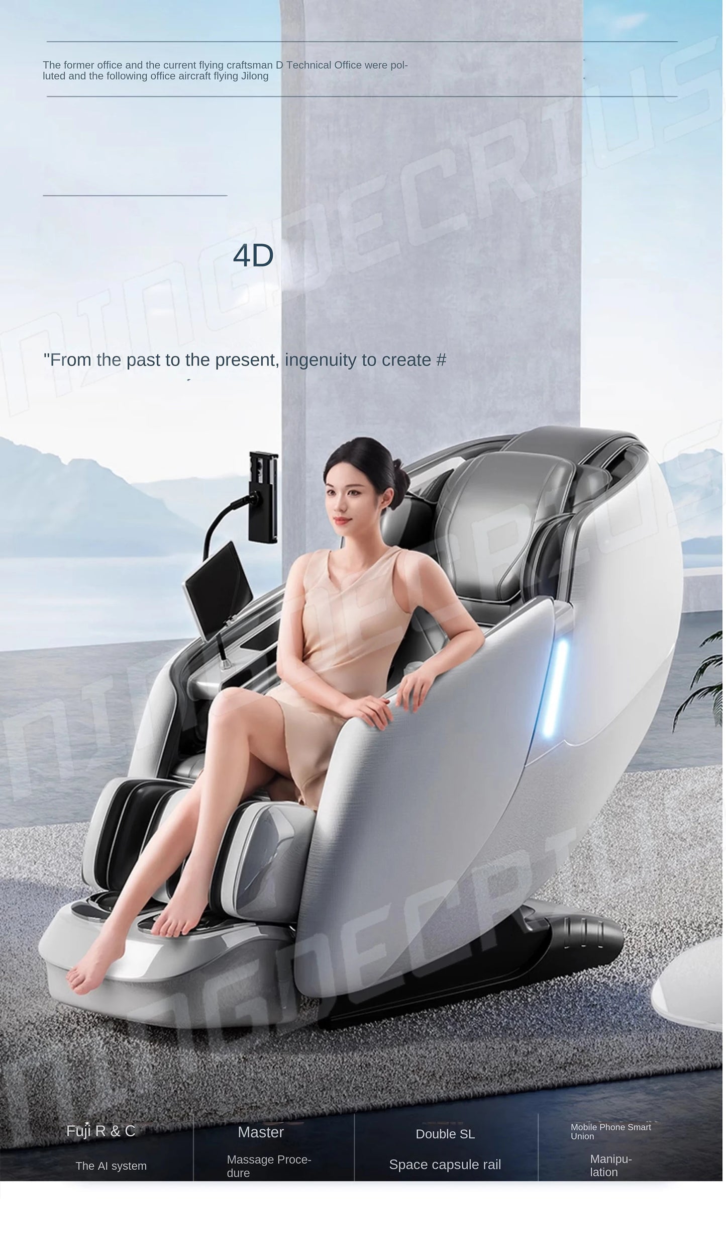 Luxury 4D SL Track 3D Zero Gravity Massage Chair Modern High End Electric Dual Core Zero Gravity Full Body  Massage Chair