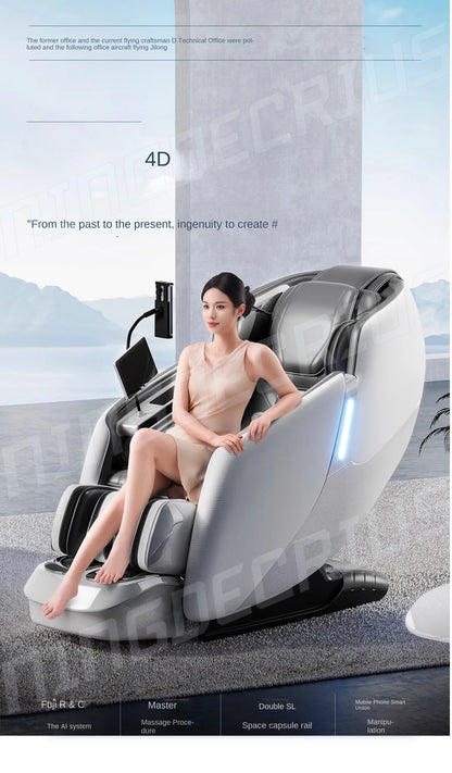 Luxury 4D SL Track 3D Zero Gravity Massage Chair Modern High End Electric Dual Core Zero Gravity Full Body  Massage Chair