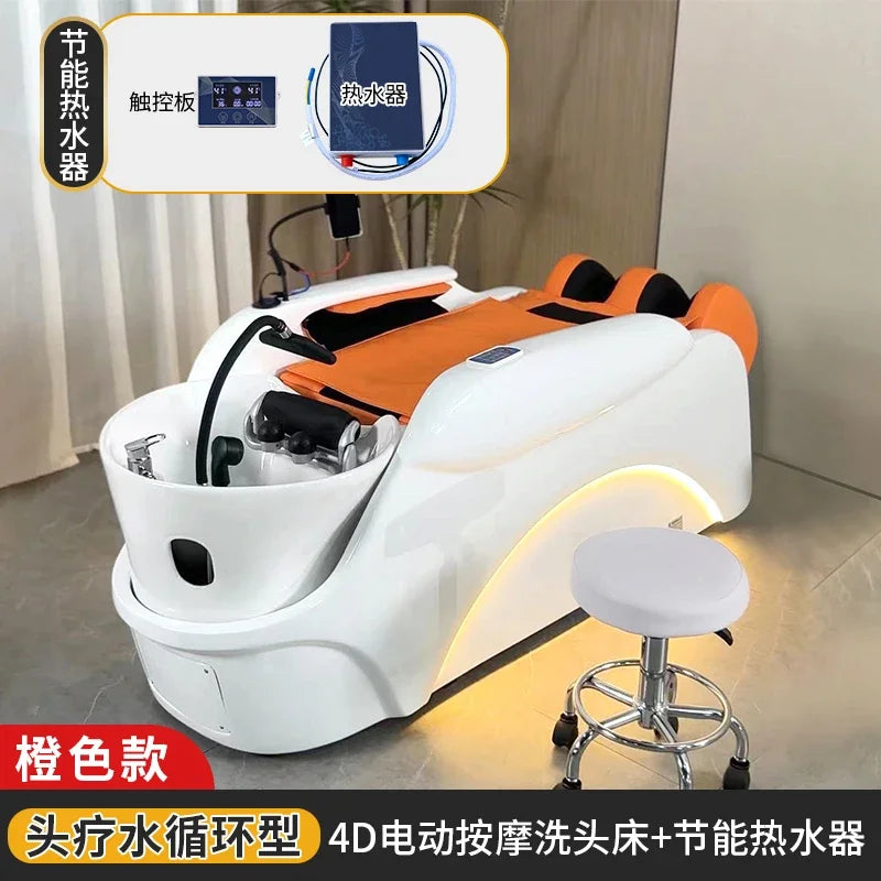 Elektrisches intelligentes Massage-Shampoo-Bett für Friseursalons, spezielles Begasungs-Kopfbehandlungs-Wasserzirkulationsbett