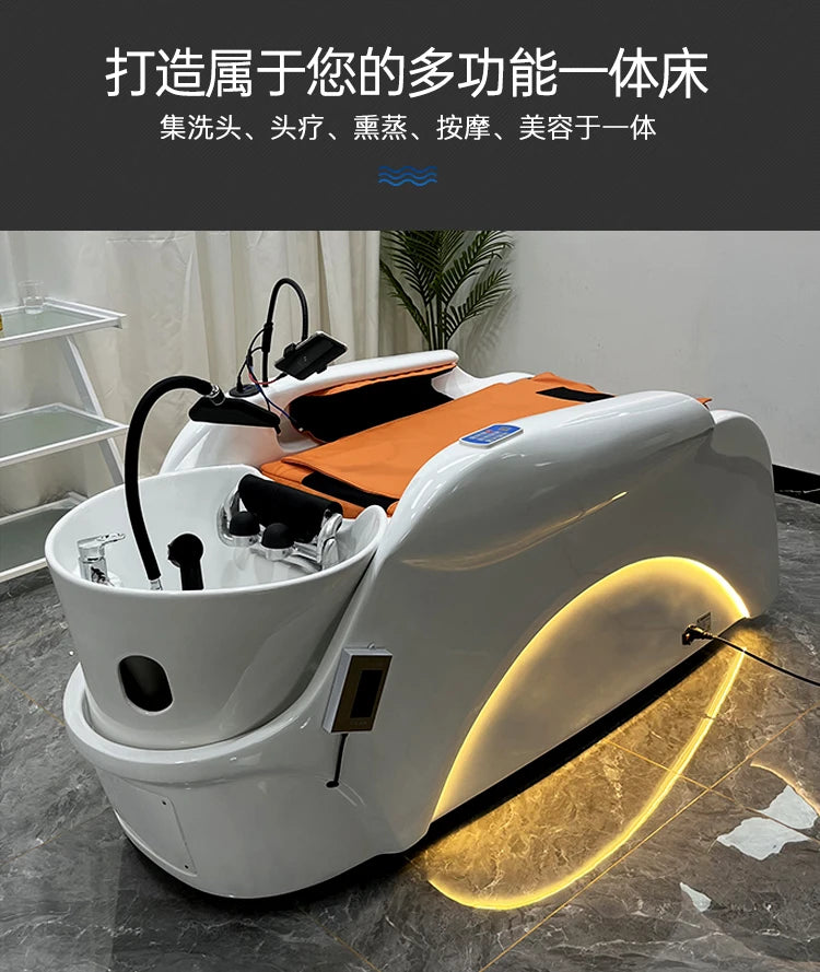 Multi-functional Massage Shampoo Chair Beauty Sink Comfort Shower Shampoo Chair Artifact PU Leather Furniture Мойка Волос MHXFY