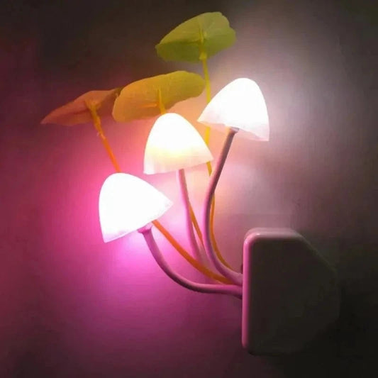 Colorful Mushroom Night Light – LED Plug-in Lamp with Light Sensor (EU/US Plug, 220V)