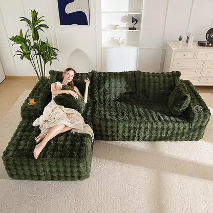 L-Shaped 104 Sectional Sofa, Modern Living Room Couch, Sleeper with Deep Seat, No Assembly,