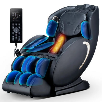 3D-Zero-Gravity-Massagesessel, Shiatsu-Ganzkörper-Liegesessel mit App, Schwarz