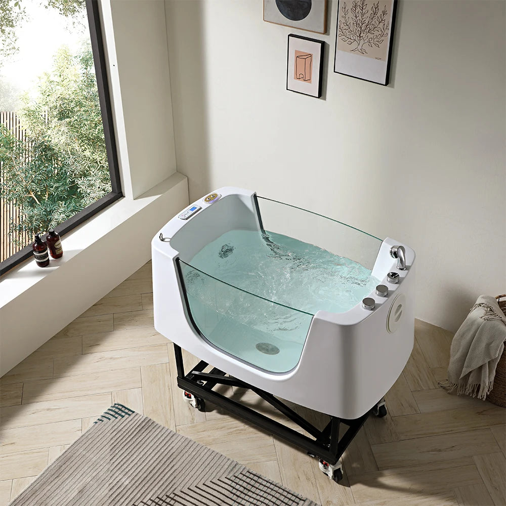 2026 Pet Series Massage Spa Bath Tub Adjustable Removable Transparent Acrylic Bathtub