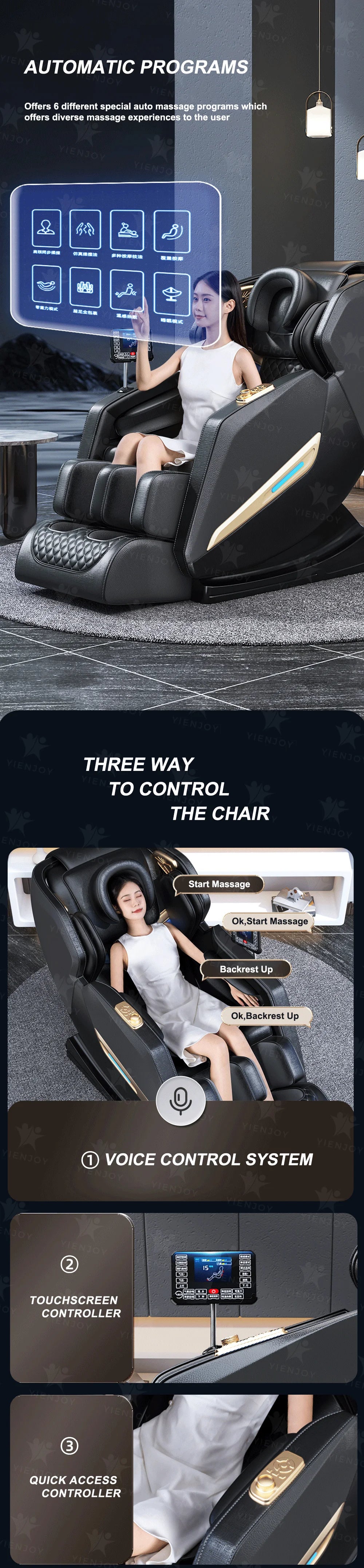 KI-gesteuerter intelligenter Massagesessel Schwerelosigkeit Geräuschloser Betrieb Lendenwirbelstütze Ergonomisches Design Ganzkörper-Massagesessel