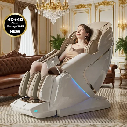 New 4D+4D Massage Chair Full Body Daul Core Zero Gravity Sl-Track Shiatsu Massage Chair with Heat Body Scan Health Check Stretch