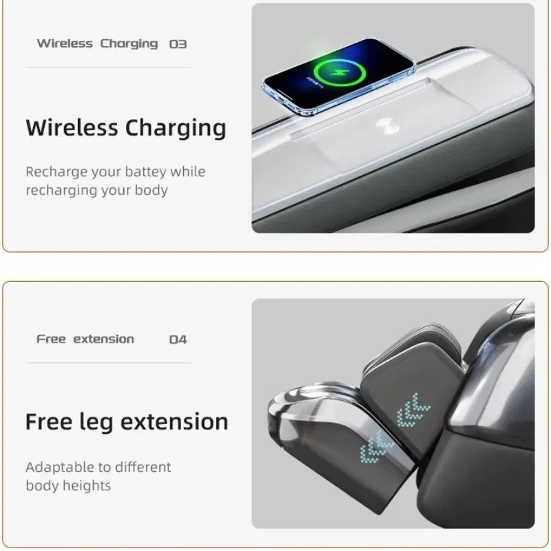 Massagesessel 5d Zero Gravity mit Heizung 2023 4d Massagesessel Kabelloses Telefonladegerät