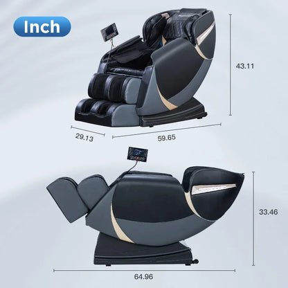 PayLeeHere Ganzkörper-Shiatsu-Massagesessel mit Schwerkraft-, Luftmassagesystem, Wermuttherapie und Bluetooth-Lautsprecher, Schwarz