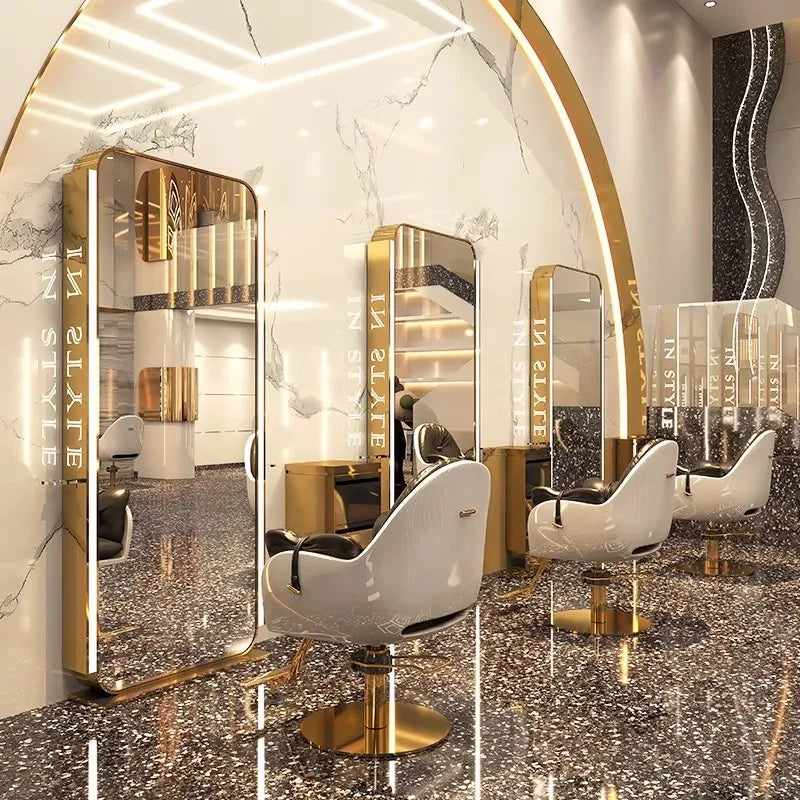 Barber shop mirror hair salon special hair salon mirror table single and double sided perm and dyeing trendy  with lamp floor