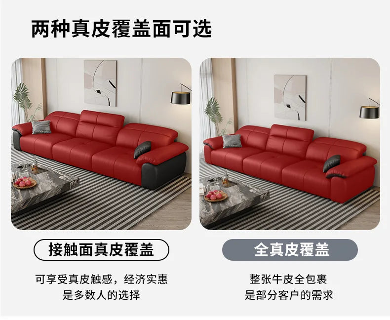 Genuine Leather Black Sofa Recliner Sectional Sleep Luxury Designer Sofa Daybed Modern Divano Soggiorno Couches Furniture