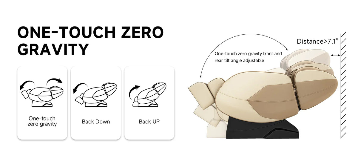 Liegesessel, Ganzkörper-Airbag-Massage, One-Touch-Schwerelosigkeit, Fußroller und Bluetooth, für Zuhause